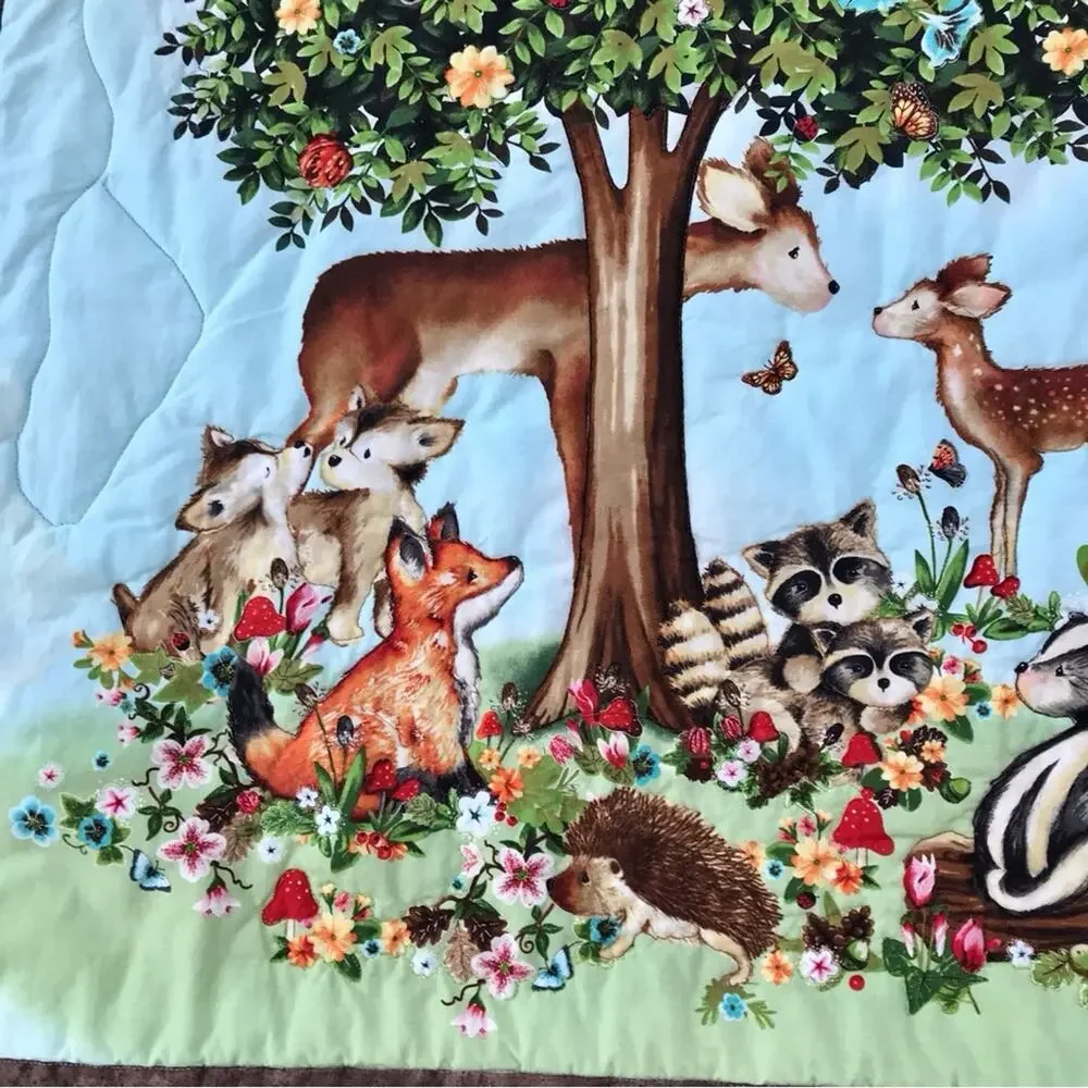Handcrafted Quilted Wall Hanging Woodland Creatures Peace in the Forest Signed